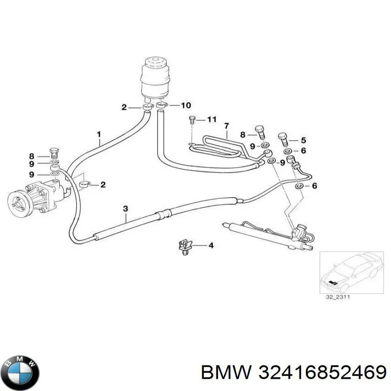 Болт трубки турбіни подачі масла 32416852469 BMW