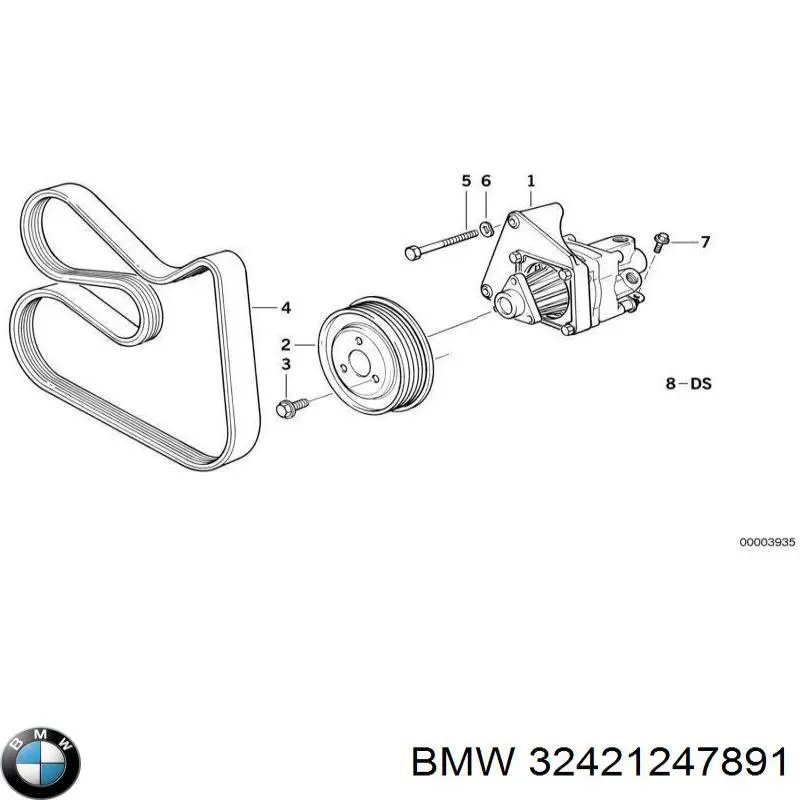 32421247891 BMW шків насосу гідропідсилювача керма (гпк)