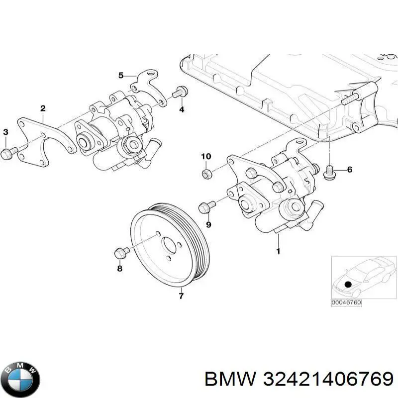 Шків насосу гідропідсилювача керма (ГПК) BMW 32421406769 ціна, від 37.22 USD