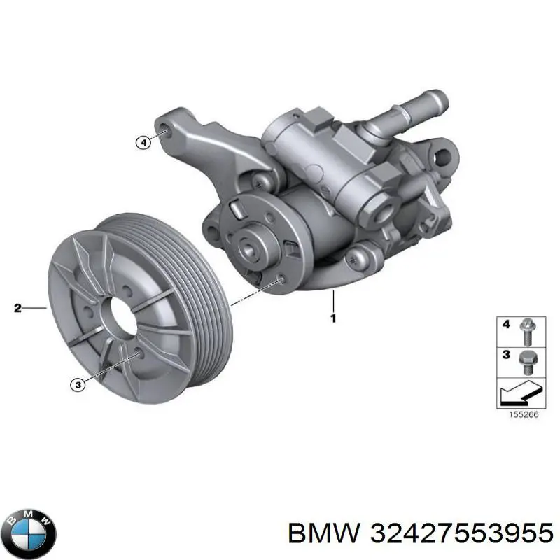 Купити 32427553955 BMW Шків насосу гідропідсилювача керма (ГПК)