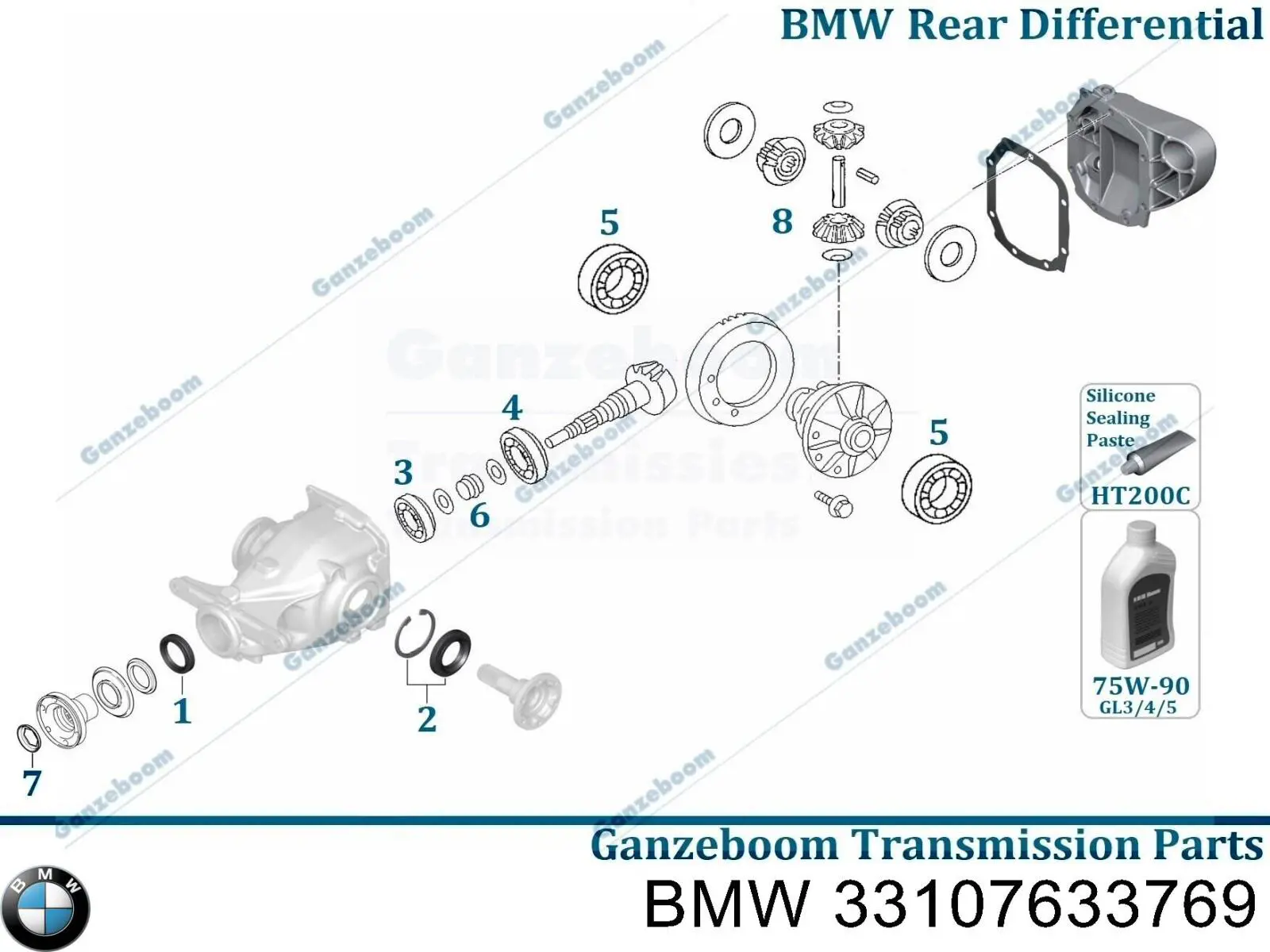 Сальник редуктора заднього моста BMW 33107633769 ціна, від 9.67 USD