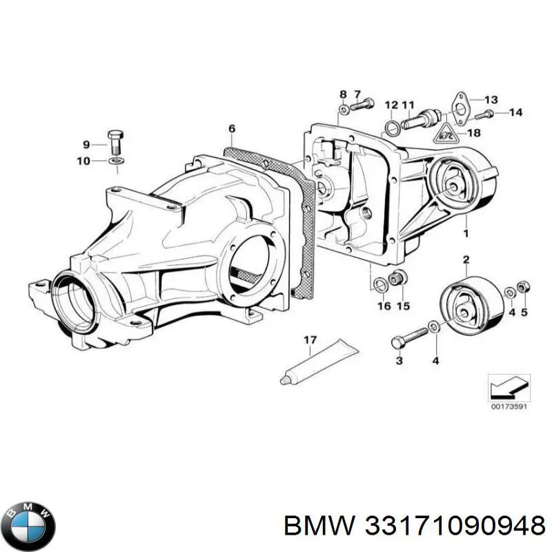 Сайлентблок (подушка) редуктора заднього моста, задній BMW 33171090948 ціна, від 93.84 USD