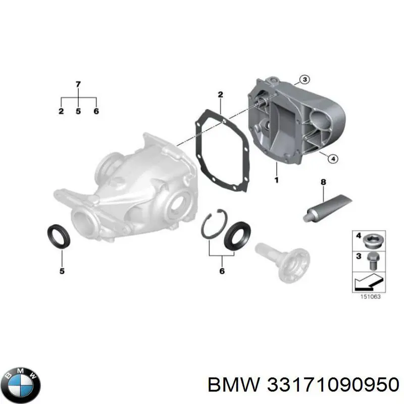 Сайлентблок (подушка) редуктора заднього моста, задній BMW 33171090950 ціна, від 93.84 USD