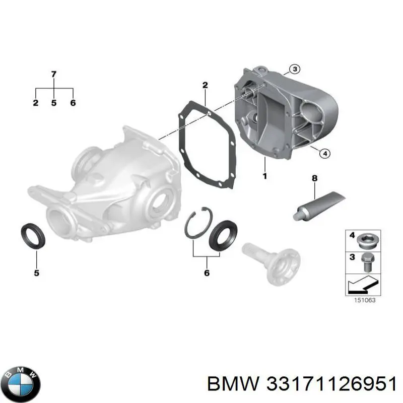 Купити 33171126951 BMW Сайлентблок (подушка) редуктора заднього моста, задній