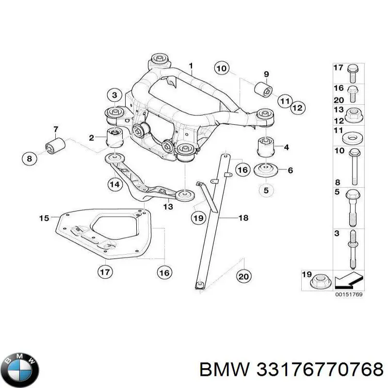 Сайлентблок задньої балки/підрамника BMW 33176770768 ціна, від 10.73 USD