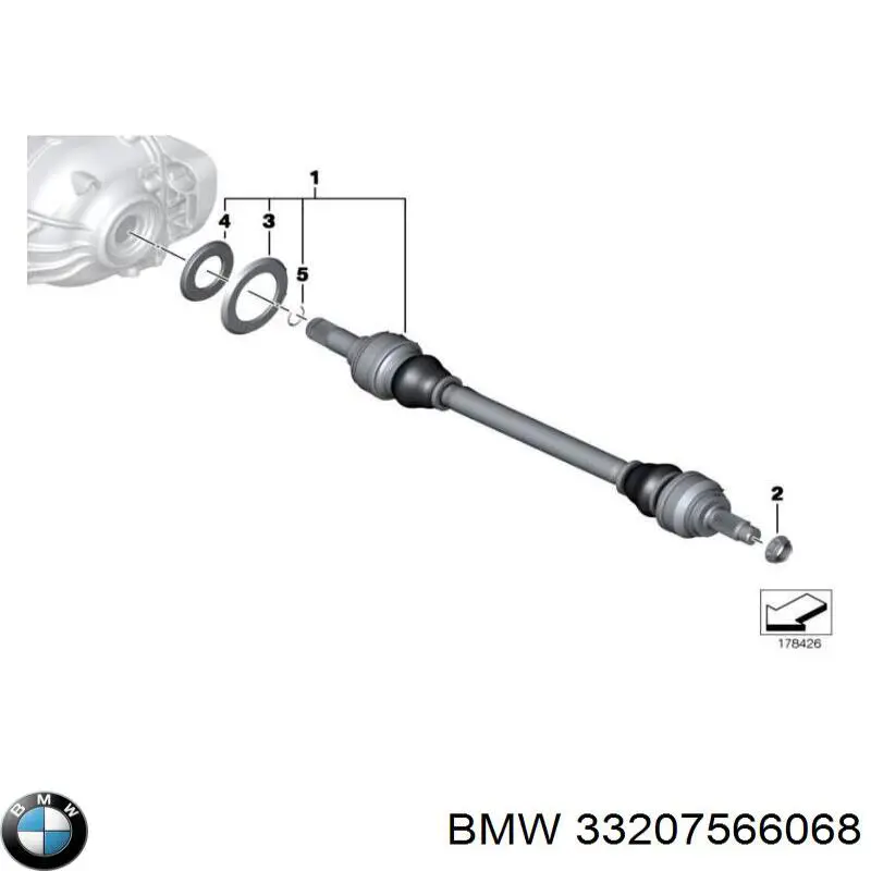 Піввісь задня, права 33207566068 BMW