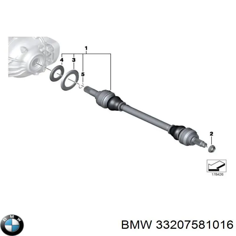 Піввісь задня, права 33207647026 BMW