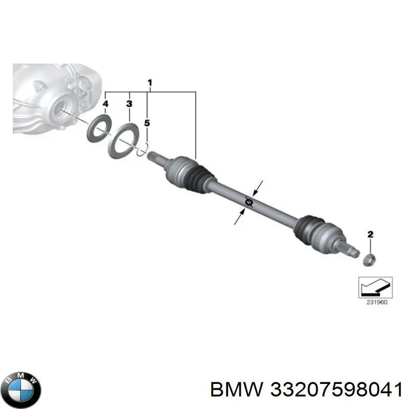 Піввісь задня, ліва 33207598041 BMW