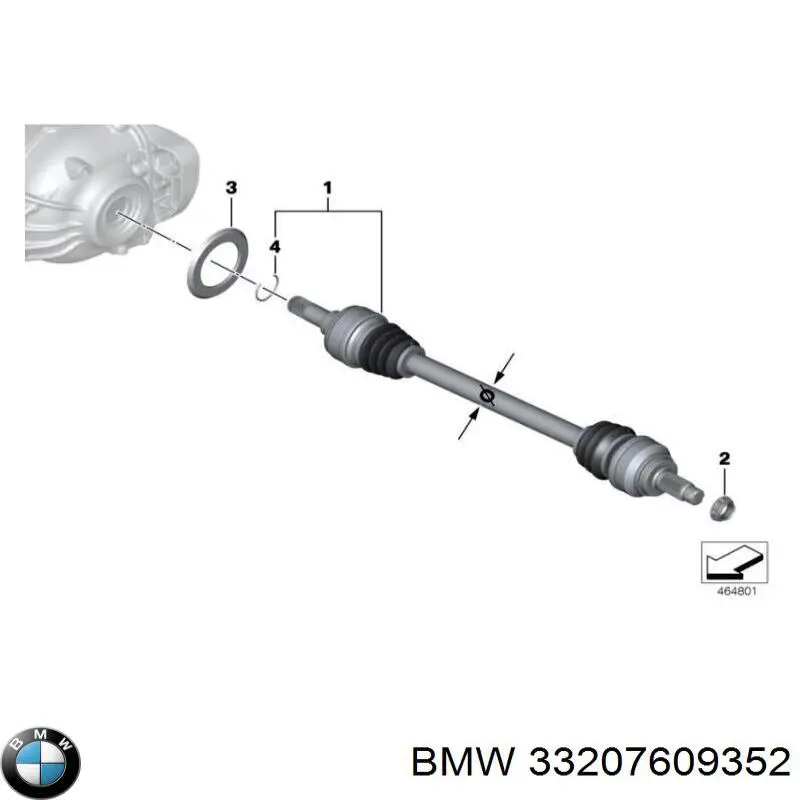 Піввісь задня, права 33207609352 BMW