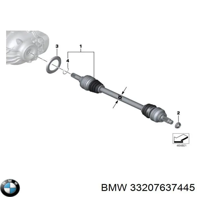33207637445 BMW Піввісь задня, ліва