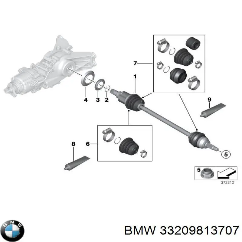 33209813707 BMW Піввісь задня, ліва