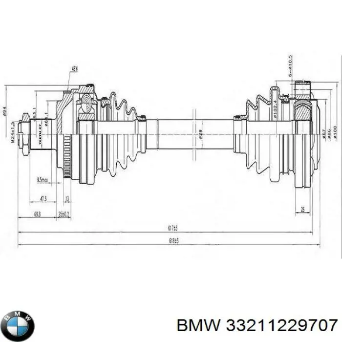 Купити 33211229707 BMW Піввісь задня, ліва