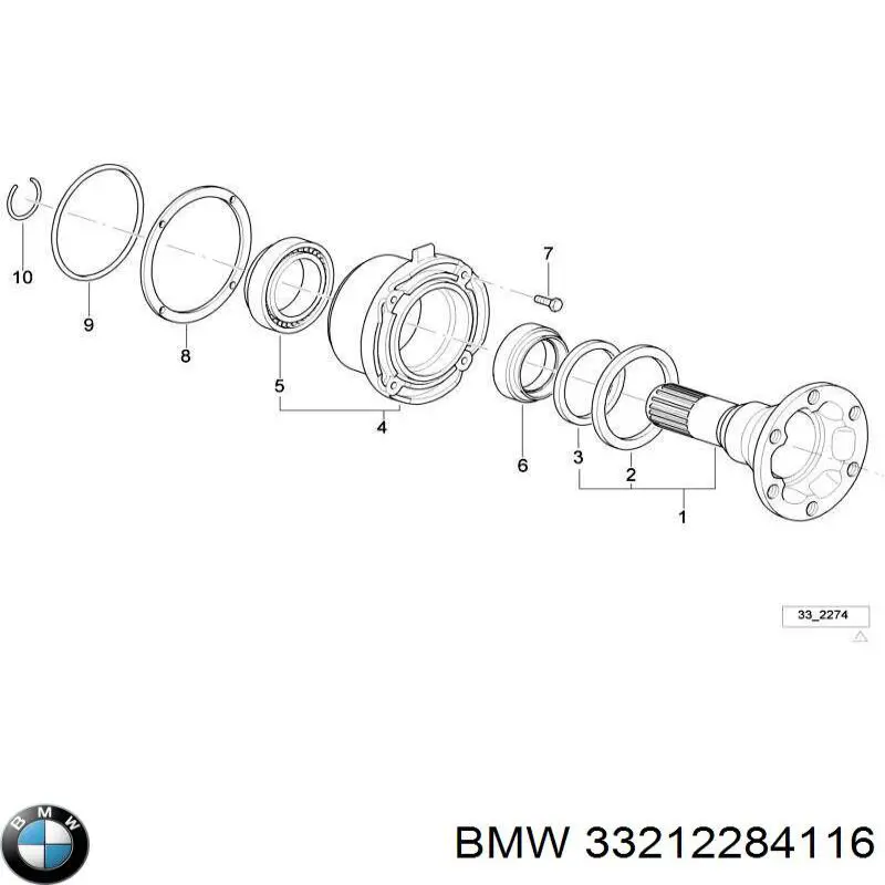 Піввісь задня, права 33212284116 BMW