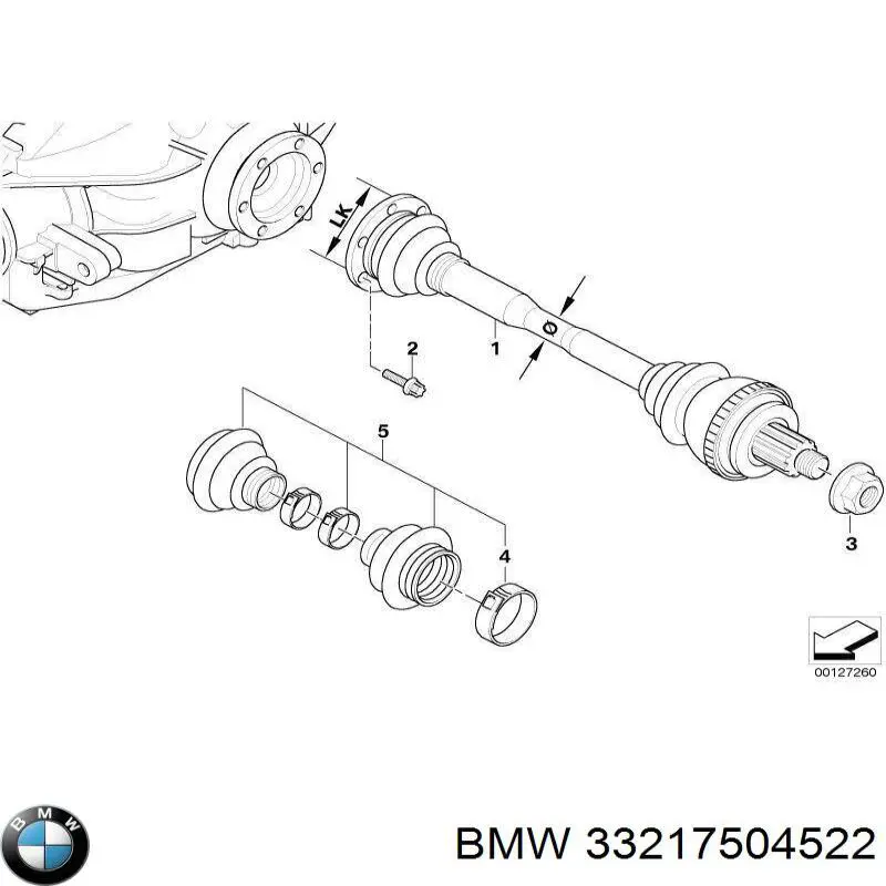 33217504522 BMW Піввісь задня, права