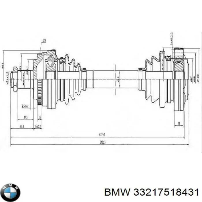 Піввісь задня, ліва BMW 33217518431 ціна, від 99.53 USD
