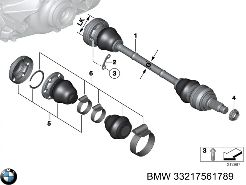 Купити 33217561789 BMW Піввісь задня, ліва