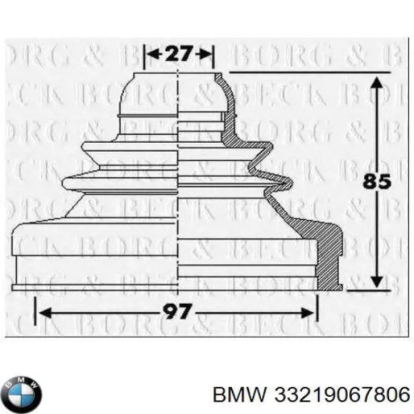 Пильник зовнішньої гранати, задньої півосі BMW 33219067806 ціна, від 87.81 USD