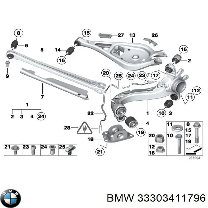 33303411796 BMW шайба болта кріплення заднього нижнього важеля, внутрішня