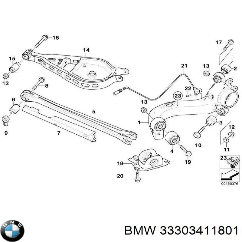 Болт кріплення заднього нижнього важеля, зовнішній 33303411801 BMW