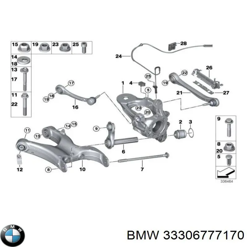 33306777170 BMW Шайба болта кріплення переднього важеля, нижнього