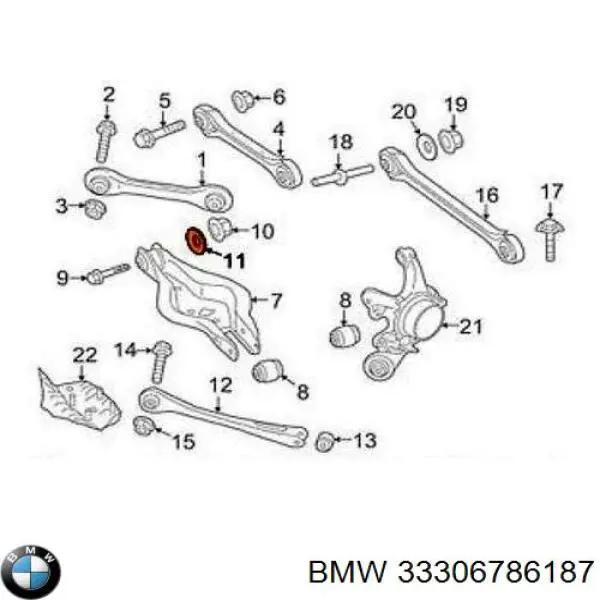 33306786187 BMW шайба болта кріплення заднього нижнього важеля, зовнішня