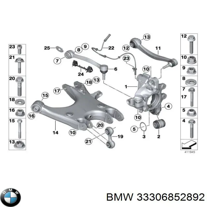 33306852892 BMW Цапфа поворотна права