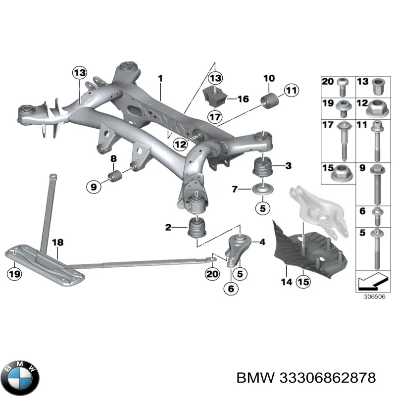 33306862878 BMW Відбійник заднього моста