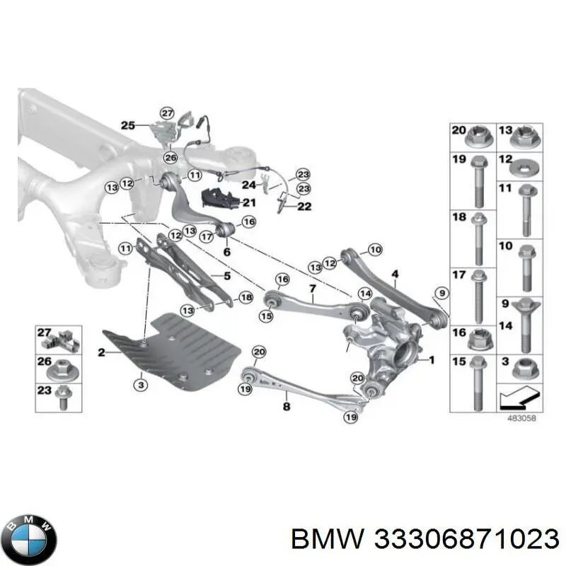 Важіль/тяга задньої підвіски подовжній нижній, лівий/правий на BMW X4 (G02, F98)