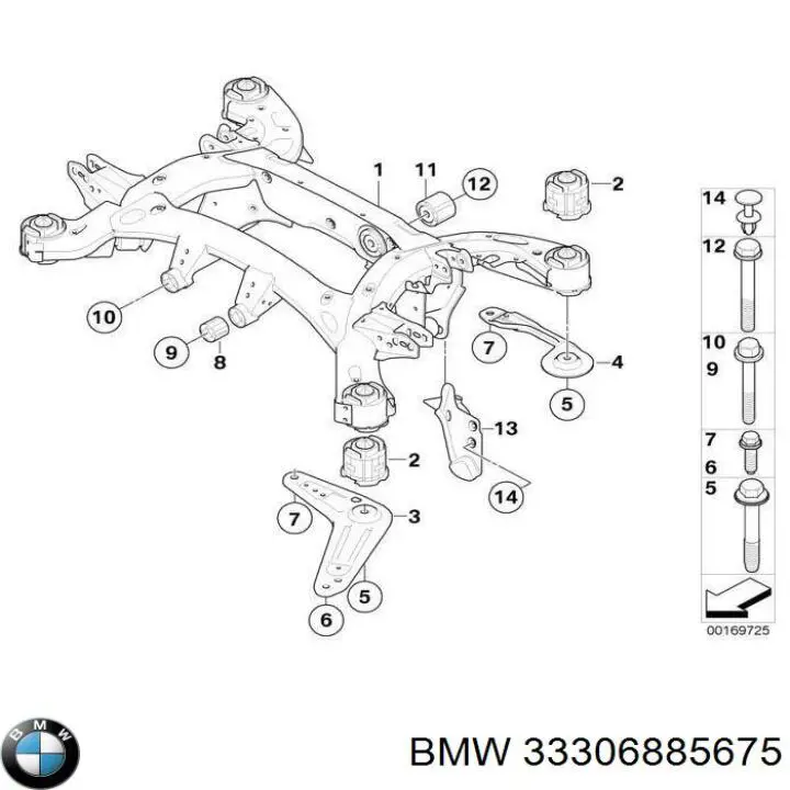 Кронштейн задньої балки BMW 33306885675 ціна, від 6.35 USD