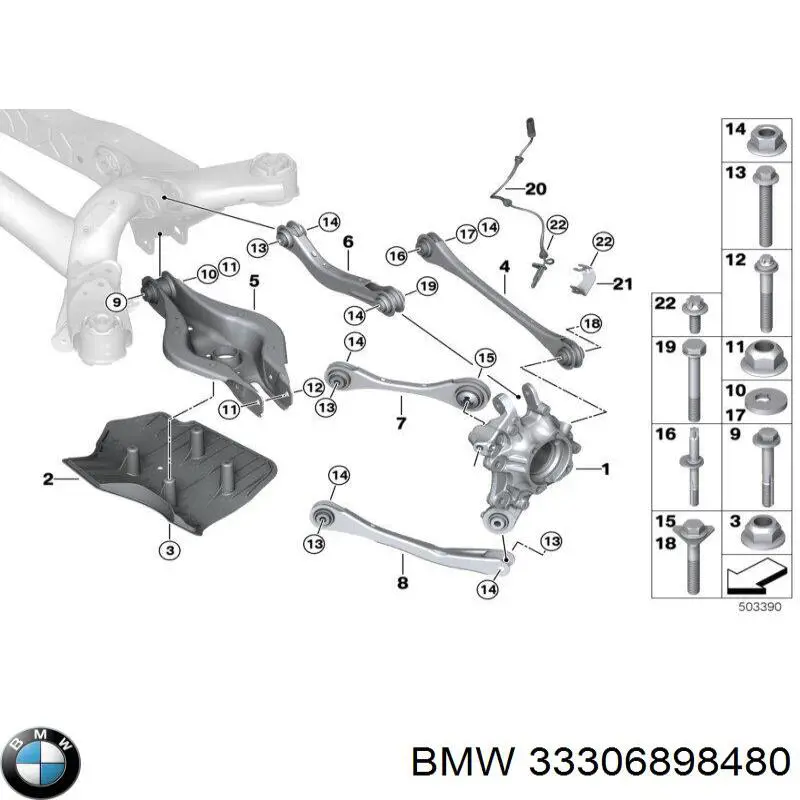 33306898480 BMW Кулак поворотний правий