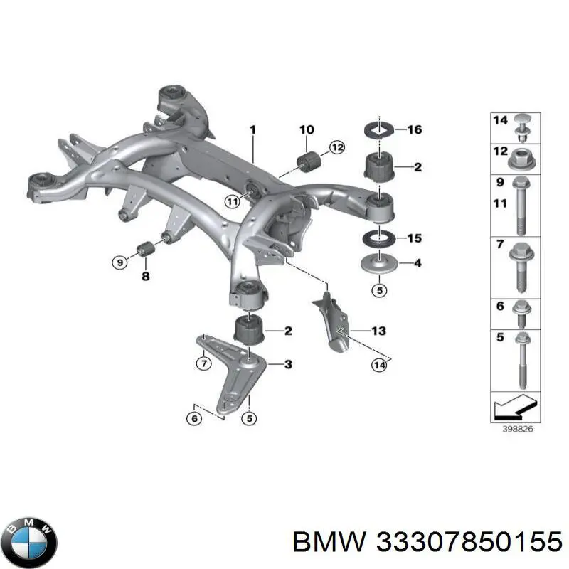 Балка задньої підвіски, підрамник 33307850155 BMW