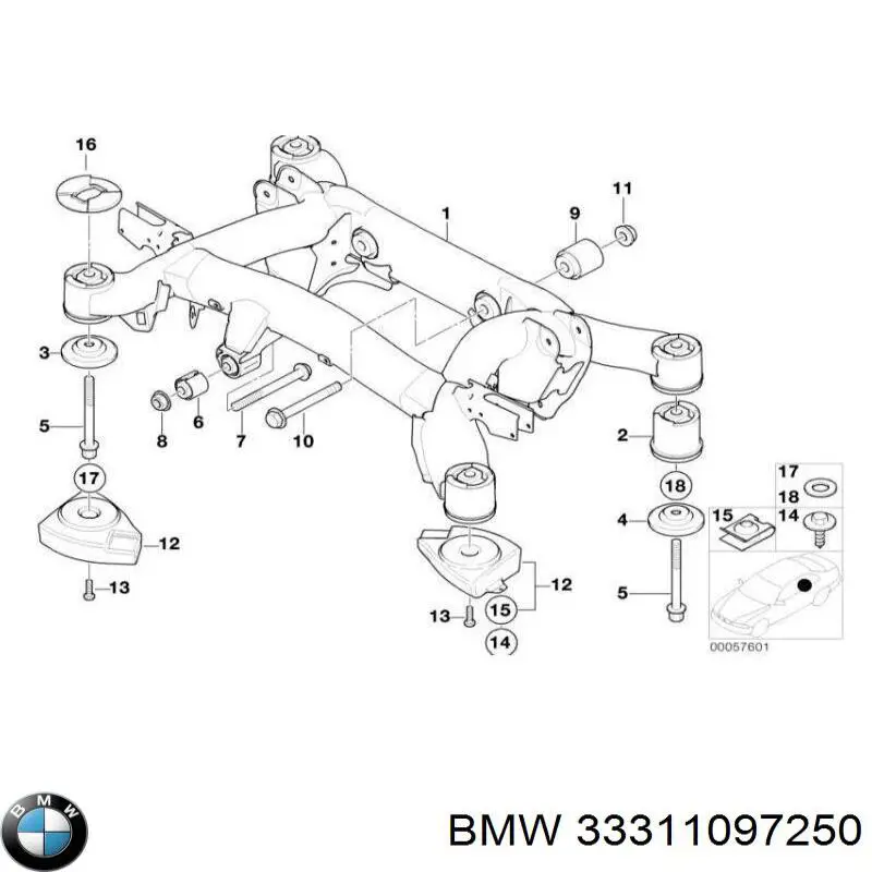 Балка задньої підвіски поперечна BMW 33311097250 ціна, від 31.04 USD
