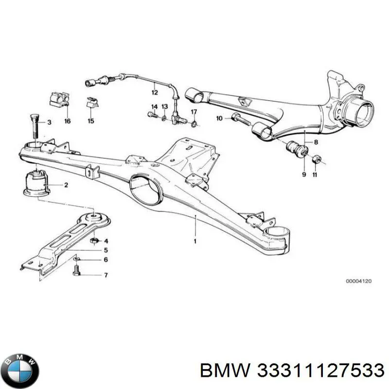 Сайлентблок задньої балки/підрамника 33311127533 BMW