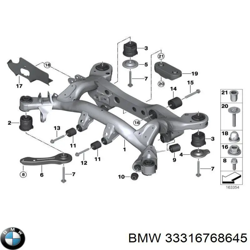 Сайлентблок задньої балки/підрамника 33316768645 BMW