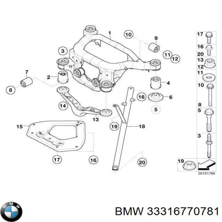 Сайлентблок задньої балки/підрамника BMW 33316770781 ціна, від 13.61 USD
