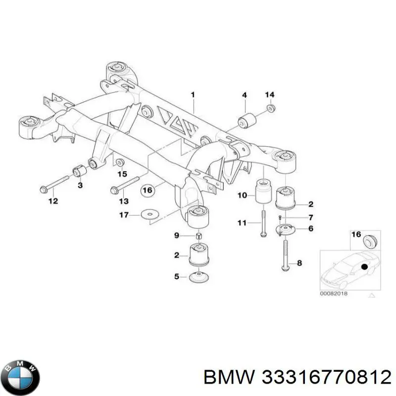 Балка задньої підвіски поперечна BMW 33316770812 ціна, від 38.00 USD