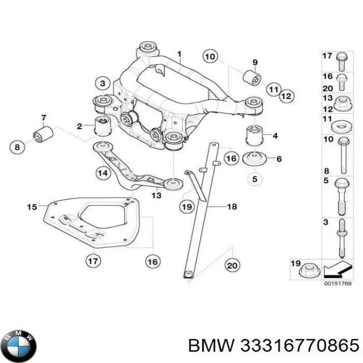 Балка задньої підвіски поперечна BMW 33316770865 ціна, від 28.92 USD
