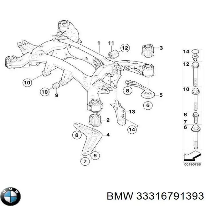 Сайлентблок задньої балки/підрамника BMW 33316791393 ціна, від 114.47 USD