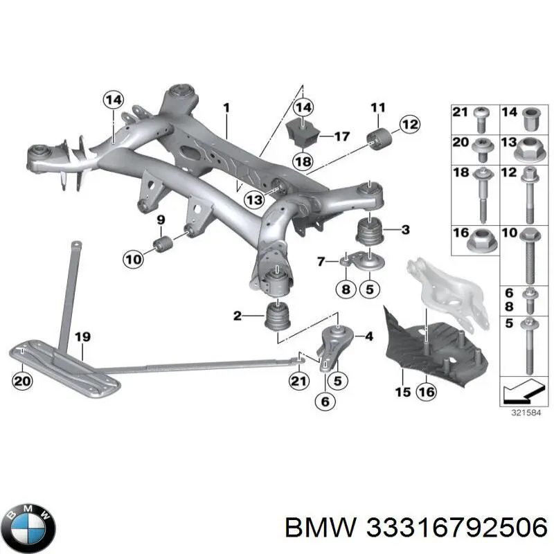 Балка задньої підвіски поперечна BMW 33316792506 ціна, від 69.70 USD