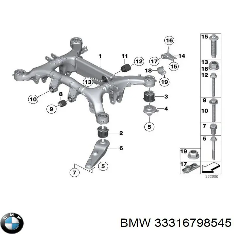 Балка задньої підвіски, підрамник 33316798545 BMW