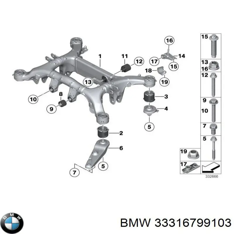 Балка задньої підвіски поперечна BMW 33316799103 ціна, від 41.48 USD
