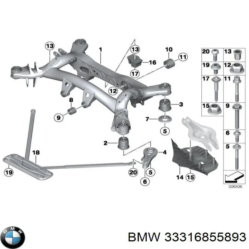 Балка задньої підвіски поперечна BMW 6851656 ціна, від 60.60 USD