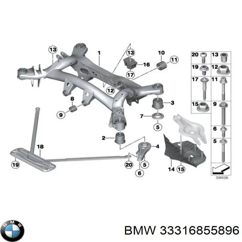 Відбійник заднього моста BMW 6855896 ціна, від 18.25 USD