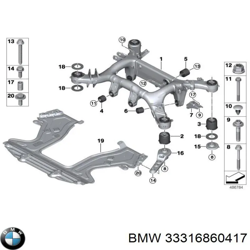 Сайлентблок задньої балки/підрамника на BMW 5 (G31)