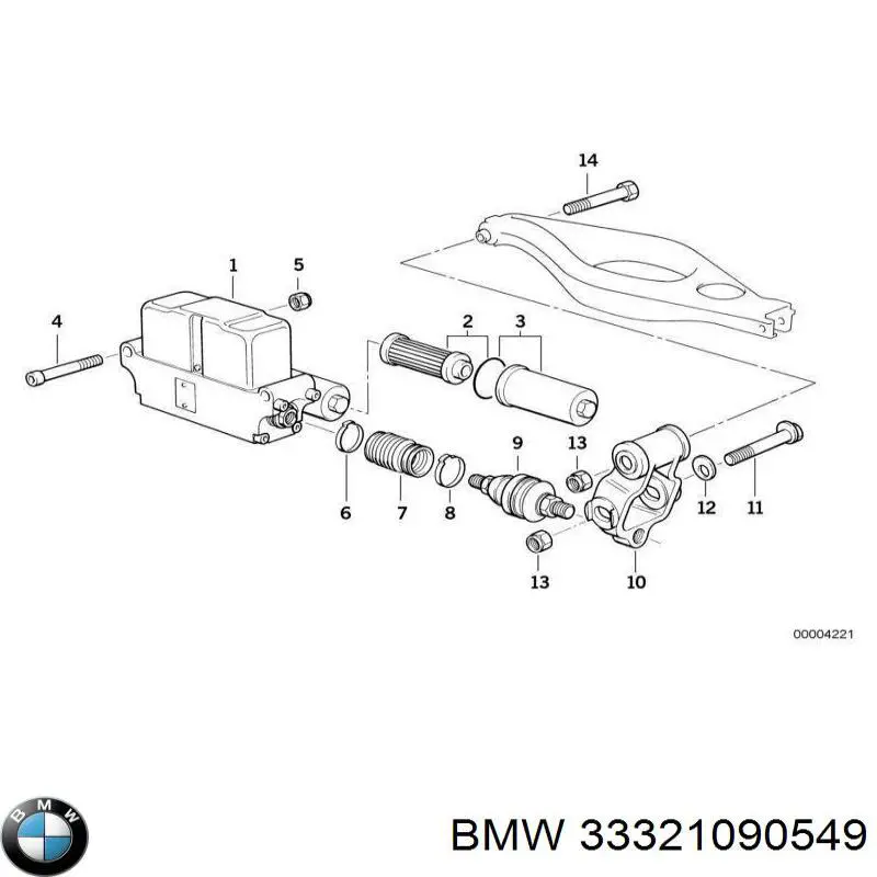 33321138201 BMW важіль/тяга задньої підвіски подовжній нижній, лівий