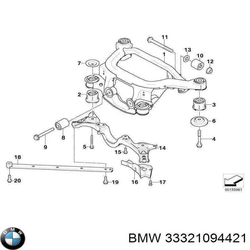 Кронштейн/траверса заднього редуктора, задня BMW 33321094421 ціна, від 12.42 USD