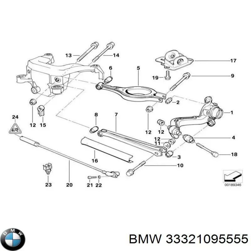 Важіль задньої підвіски поперечний, лівий на BMW 3 (E36)