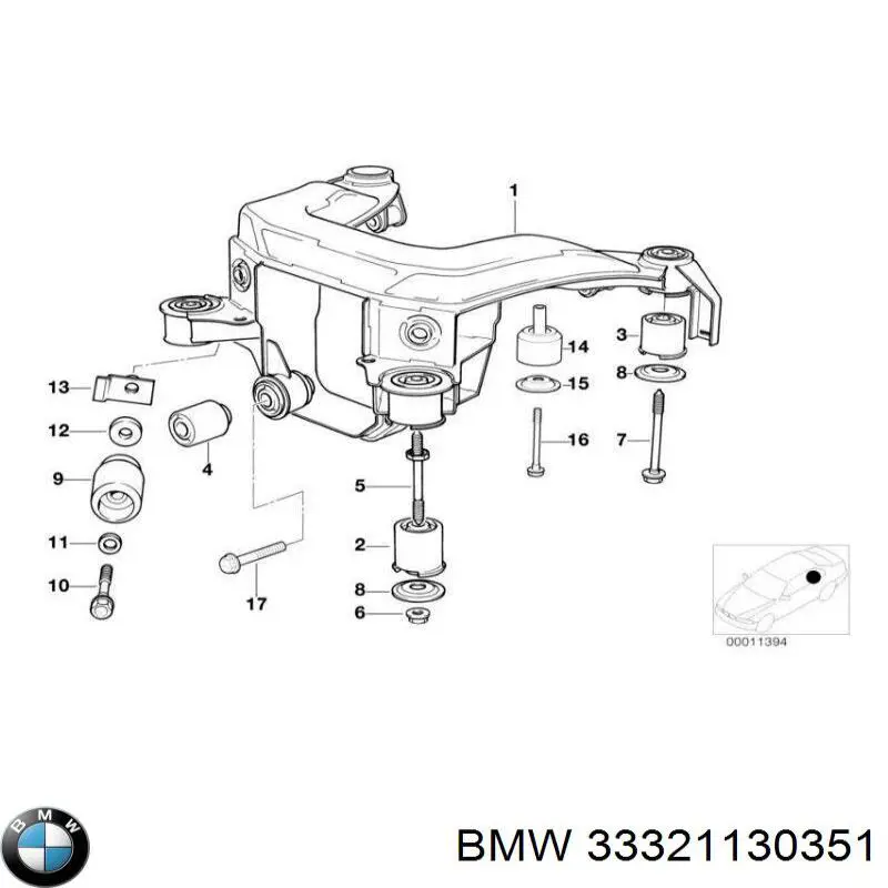 Кронштейн задньої балки 33321130351 BMW