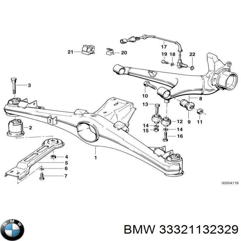 33321132329 BMW Важіль/тяга задньої підвіски подовжній нижній, лівий
