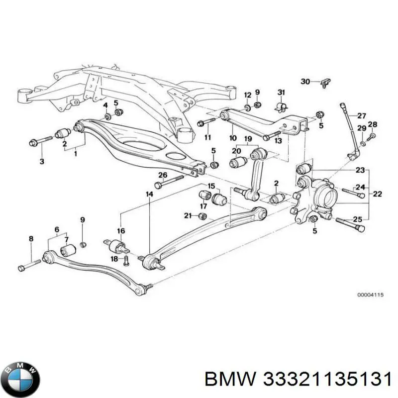 Сайлентблок заднього поперечного важеля, зовнішній BMW 33321135131 ціна, від 110.38 USD